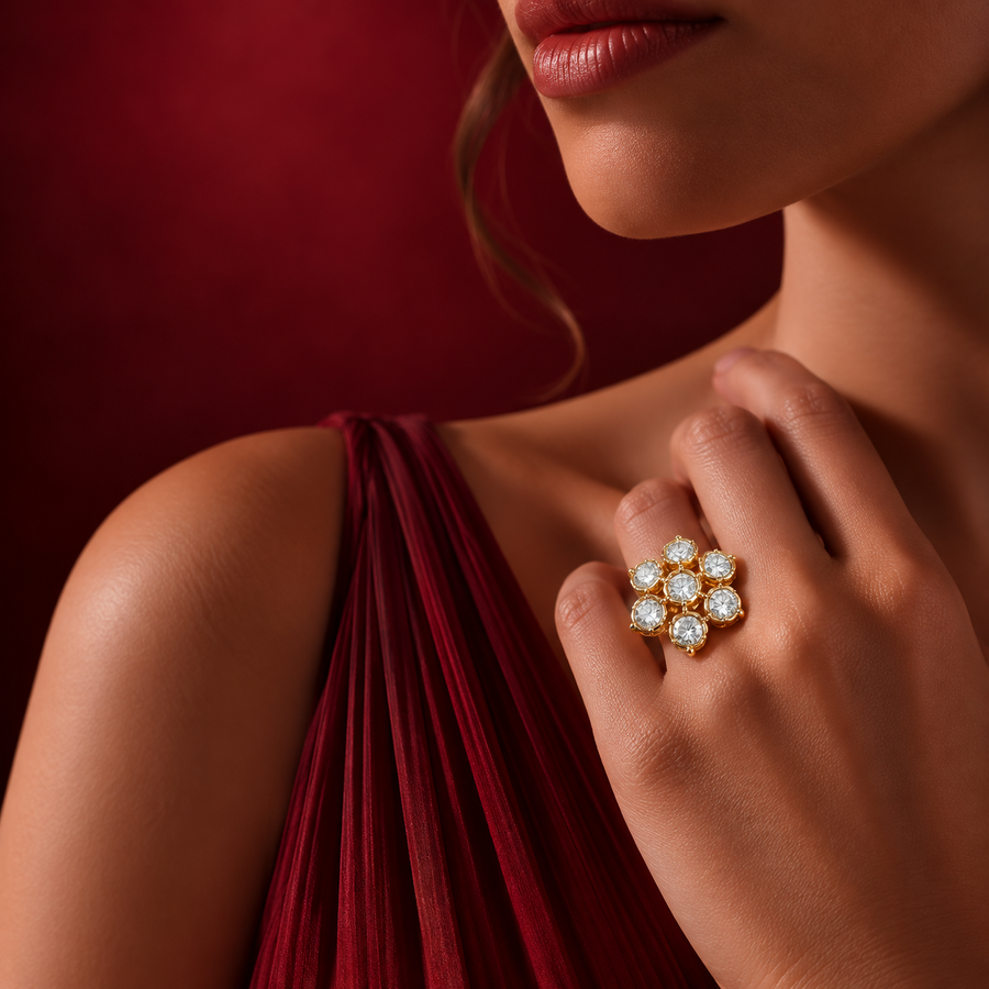 Flower Kundan Ring