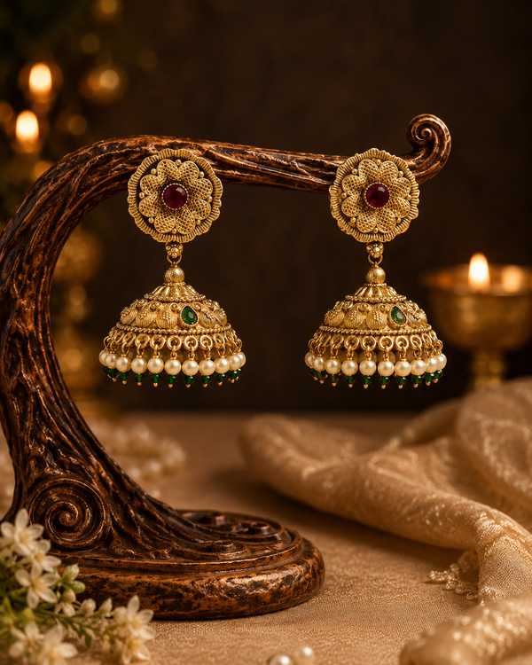 Sunehri Ada Jhumkas